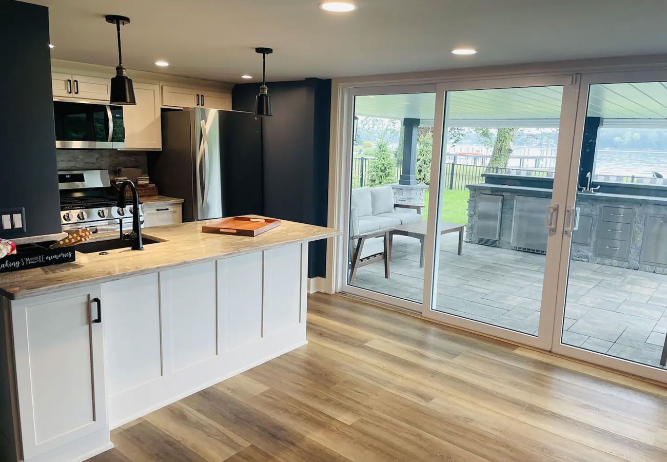 Kitchen area with back porch access 