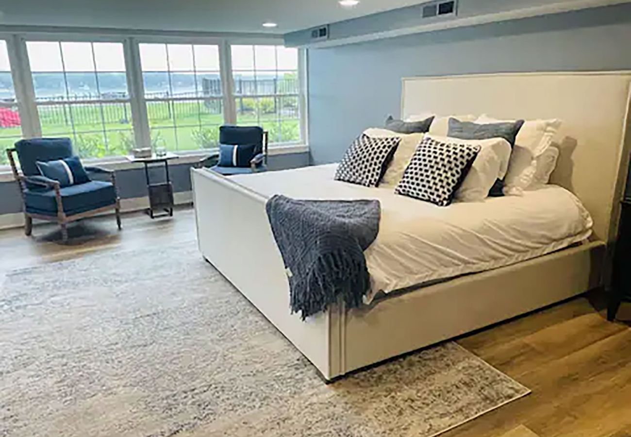 Primary bedroom with Lake Michigan views 