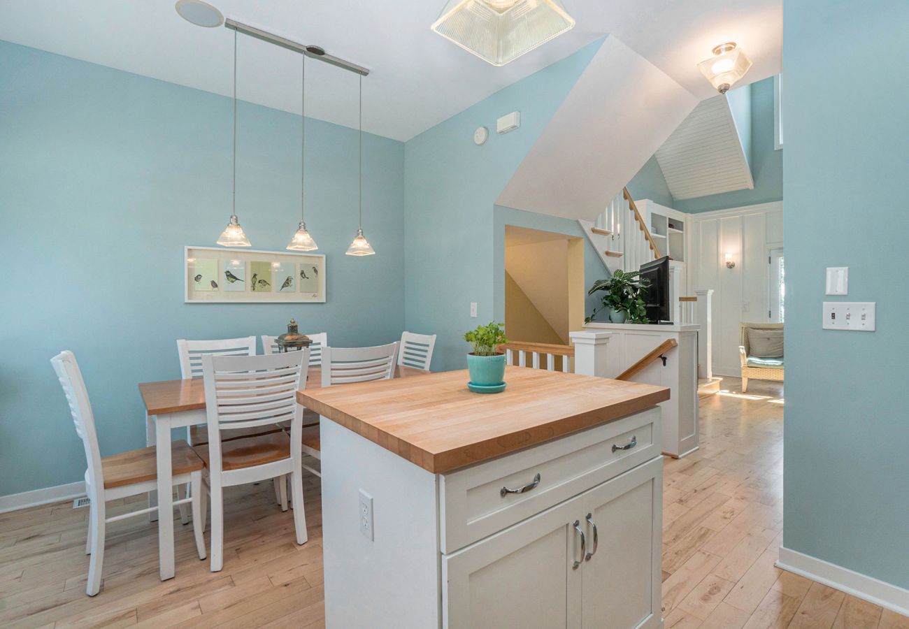 Kitchen dining room and island